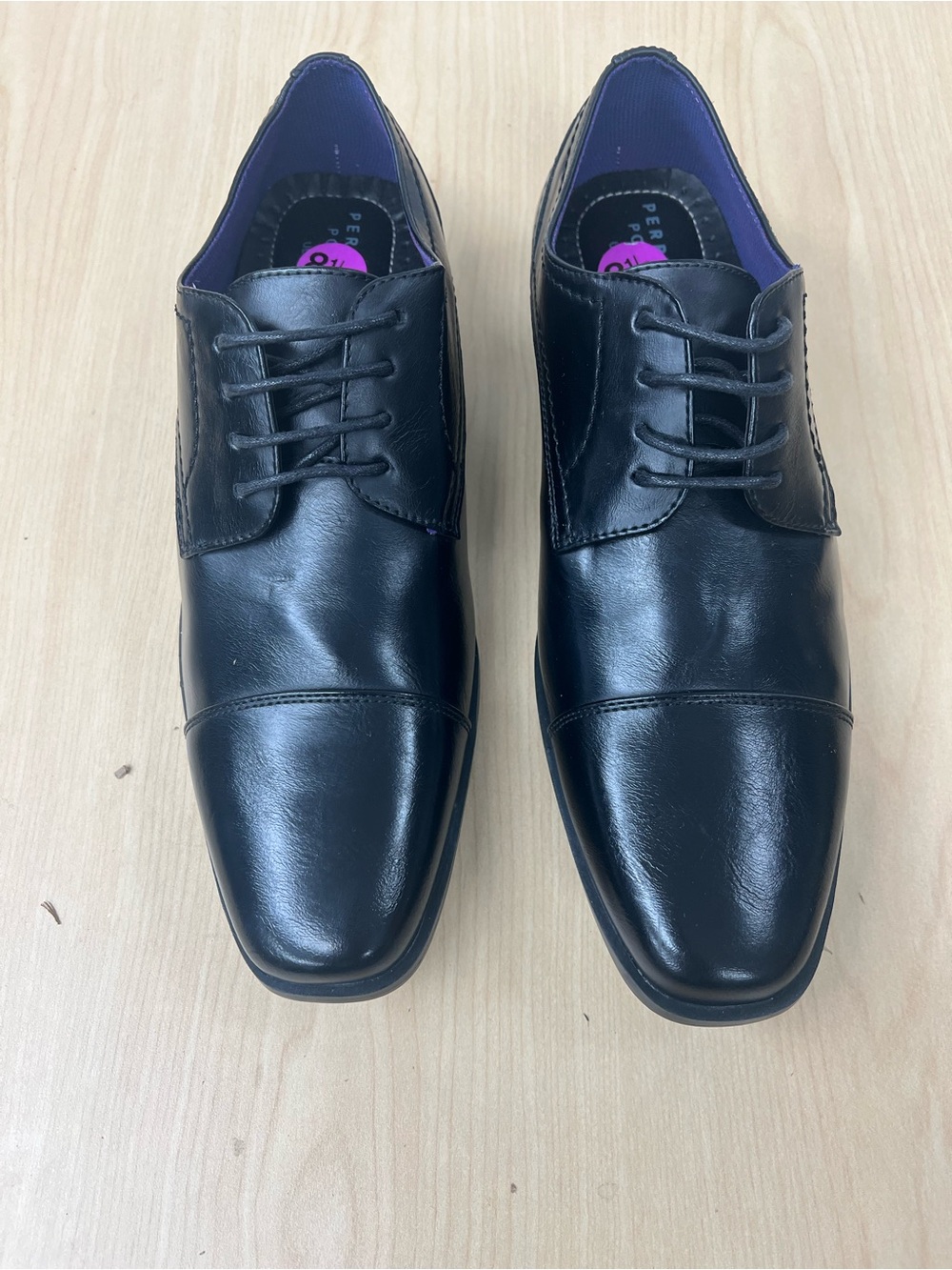 Perry Ellis Black Cap-Toe Lace-Up Oxfords